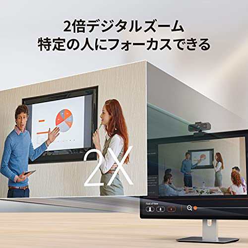 j5create USB 4K Ultra HD webカメラ 4K 30fps 1080p 60fps 2倍デジタルズーム 微光対応f/2.0レンズ ワイドレンズ画角対角94° プライバ