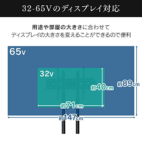 32-65型推奨 オフィスアイリスオーヤマ テレビスタンド 移動式 高さ調節可 棚付き テレビ台 モニタースタンド ディスプレイスタンド ブラック UTS-S7517Sの通販は