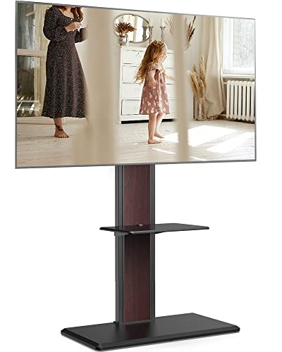 FITUEYES テレビスタンド 32-65インチテレビ対応 壁寄せ テレビ台 背面収納付 高さ角度調節可能 耐荷重40kg 中段棚一枚付 ブラック ウォールナット 裏表両用 F02W2462L