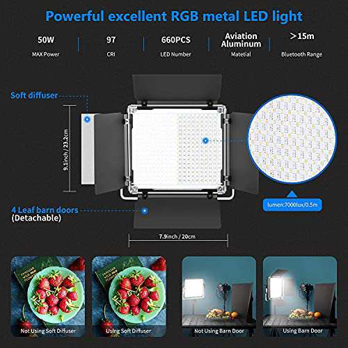 Neewer 2パック660PRO RGB LEDビデオライト アプリコントロール ...