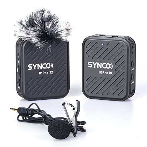 ワイヤレスピンマイク SYNCO G1A1 PRO 音量調整 自動ペアリング ノイズリダクション機能 ミュート機能 長時間使用可能 カメラ、ビデオカ