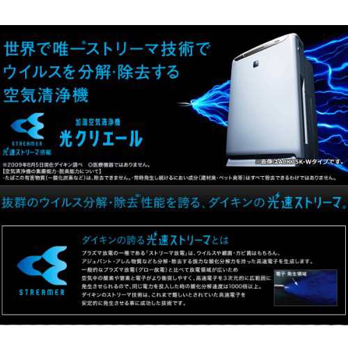 ダイキン(DAIKIN) パワフル空気清浄機 光クリエール ACM75K-Wの通販は