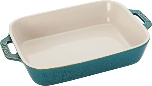 staub ストウブ 「 レクタンギュラー ディッシュ ターコイズ 20×16cm