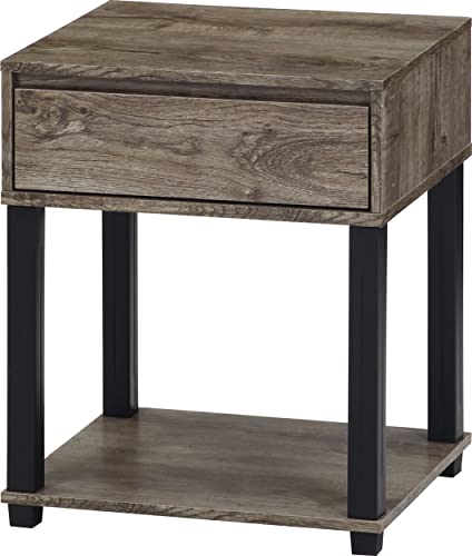 不二貿易 テーブル 幅45×奥行39.5×高さ55.1cm ナチュラル/ブラック サイドテーブル 木目調 引き出し付き FIT 70695の通販は