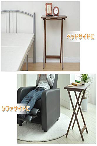 [山善] 折りたたみテーブル サイドテーブル ハイ 幅48.5×奥行37.5×高さ66cm 木製 台 完成品 ナチュラル STR-50H(NA)_2