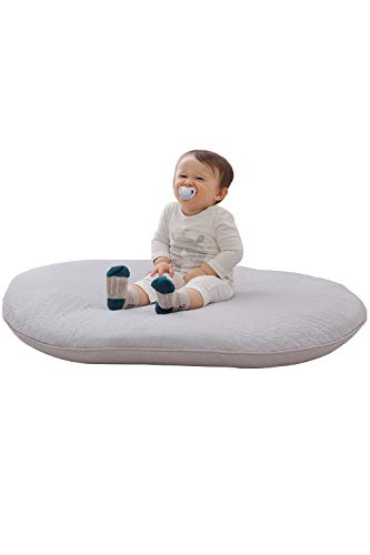 ナイスデイ mofua(モフア) イブル ベビーマット ベビー布団 赤ちゃんマット 円形 グレー 直径100cm 綿100% cloud柄 キルティング ラウンド 丸型 プレイマット 厚みしっかり お昼寝布団 ファスナー付き カバー式 低