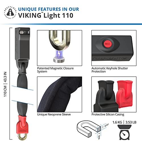 Seatylock バイキング 鍵付き自転車ロックチェーン - 特許取得済み