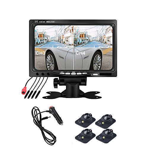 7インチオンダッシュモニター + 4個防水赤外線暗視 OBEST バックカメラセット ナイトビジョン フロント/サイドカメラ/バックカメラ監視 正像/鏡像切替機能 ガイドライン無 取り付け簡単 12V 日本語の操作の通販は 12,816円