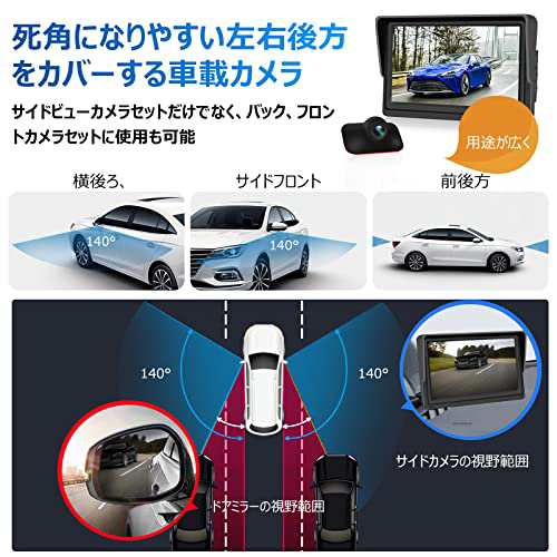 PARKVISION 5インチ1080Pサイドカメラセット 有線HDフロントカメラ