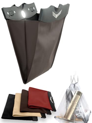 Zakya 車 ゴミ箱 車用品 便利グッズ 車用ゴミ箱 車載ごみ箱 シートバッグポケット 車内収納 車用収納ケース 小物入れ LEDライト PUレザー 手提げゴミ袋付属 (ブラウン（茶）)の通販は 5,600円