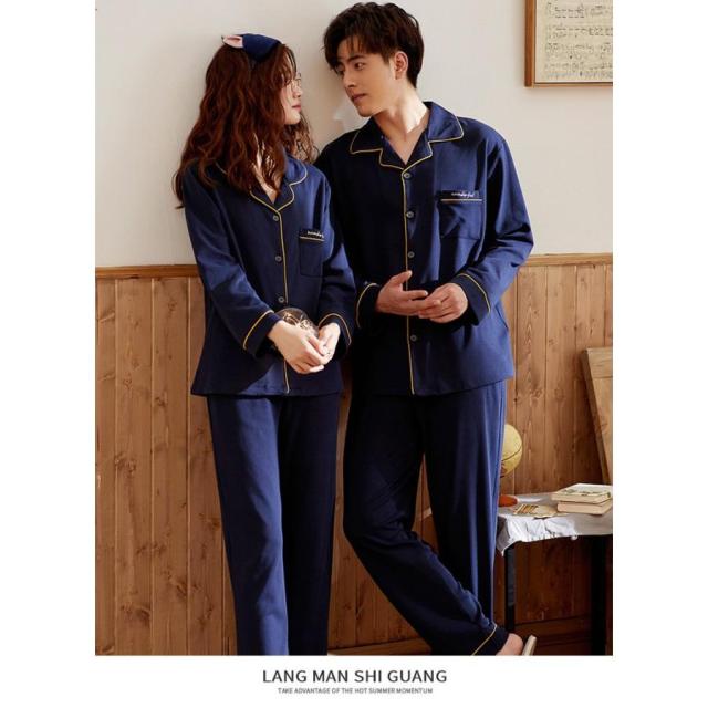 新品 パジャマ カップル ペアルック パジャマ 綿100% 春秋ルームウェア