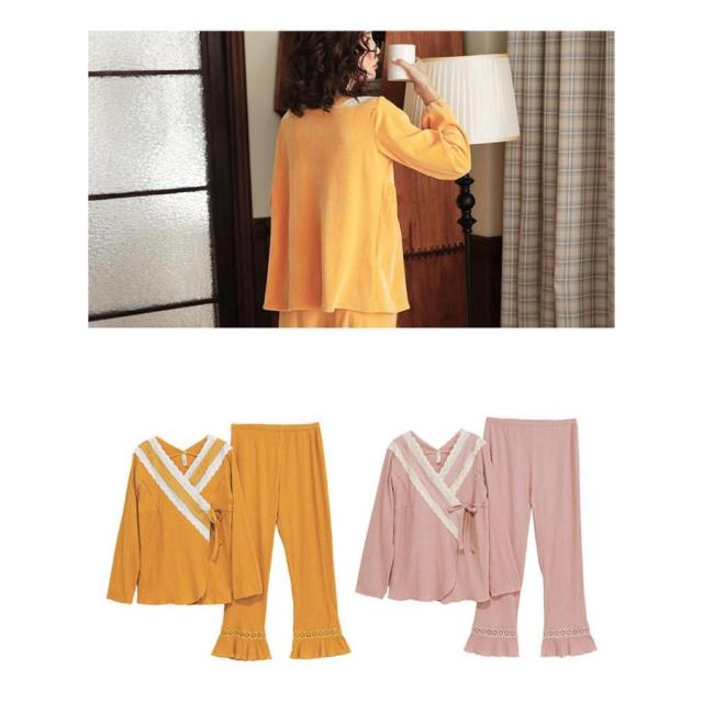 新品 2点パジャマ レディース マタニティーパジャマ 授乳服 春夏秋冬 長袖 マタニティーパジャマ 綿 レース 妊娠 上下セット ルームウェア 部屋着 ママ産前/産後の通販は