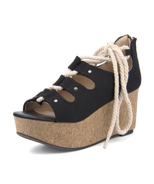 Byあしながおじさん バイあしながおじさん レディース 厚底レースアップサンダル ブラック の通販はau Pay マーケット シューズショップasbee