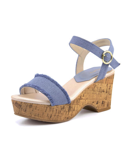 Sale La Farfa ラ ファーファ レディース 厚底フリンジサンダル 幅広4e 大きいサイズ 65 サックス の通販はau Pay マーケット シューズショップasbee