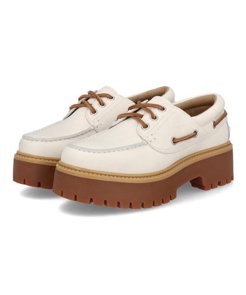 Timberland ティンバーランド STONE STREET BOAT SHOE レディースシューズ 厚底 本革 プラットフォーム 3EYE(ストーンストリートボートシューズ) A64F4 ホワイトの通販は 23,100円