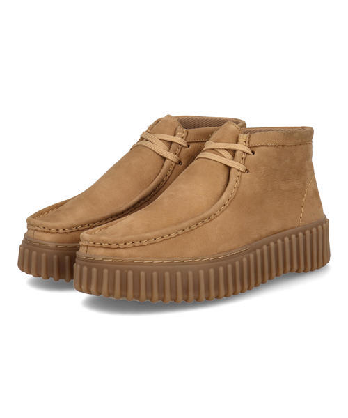 Clarks クラークス TORHILL MOSS レディースシューズ 厚底 ハイカット(トーヒルモス) 26179359 ライトタンヌバック モカシン