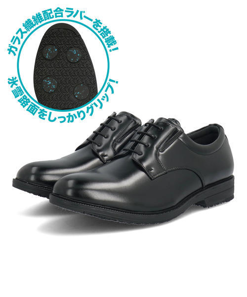 North Date ノースデイト メンズ 耐水ビジネスシューズ【滑りにくい/積寒地対応/幅広4E】ガラス繊維配合ソール ウィンターシューズ 62401 ブラック