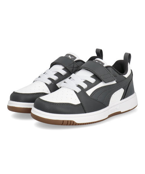 PUMA プーマ REBOUND V6 LO AC+ PS キッズスニーカー 子供靴(リバウンドV6ロウAC+PS) 397419 27 プーマホワイト/ダスキーグレー/ガム