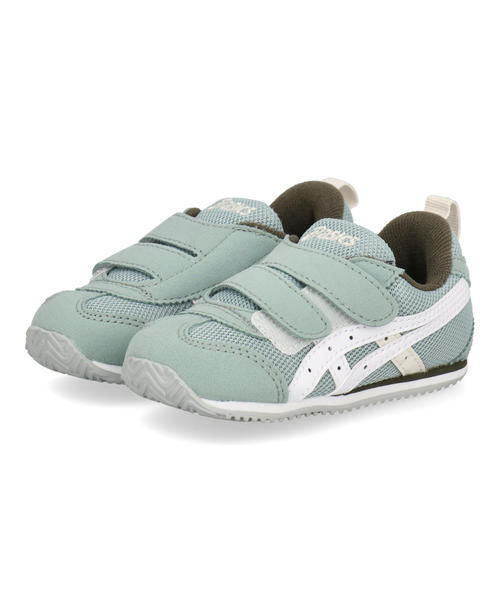 ASICS KIDS SUKU74 アシックス スクスク IDAHO BABY N ベビースニーカー 細幅 子供靴 キッズシューズ 2本ベルト(アイダホベビーN) 1144A415 400 グレーブルー/ホワイト