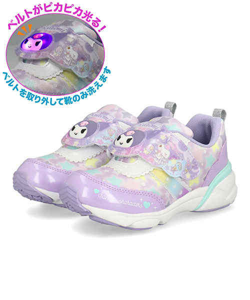 SANRIO サンリオ 【光る靴/甲ベルトを外して洗える】クロミ KUROMI キッズ ライトアップシューズ 子供靴 スニーカー ワンベルト SA C040LE パープル