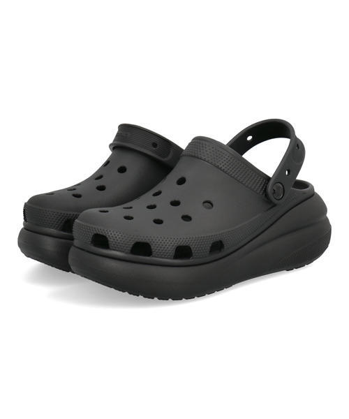 crocs クロックス CRUSH CLOG【2WAY】レディース厚底サンダル サボ(クラッシュクロッグ) 207521 001 ブラック