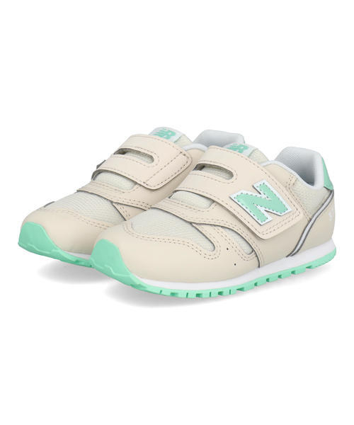 new balance ニューバランス I373 ベビースニーカー 子供靴 ワンベルト キッズシューズ ストラップ I3733JM ベージュ/グリーン