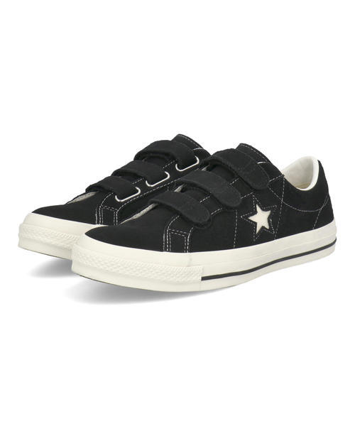converse コンバース ONE STAR SUEDE V-3【本革】メンズレザースニーカー 3本ベルト スリーストラップ(ワンスタースエードV3) 33702990 ブラック