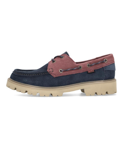 Clarks クラークス CLEYHILL BOAT メンズシューズ モカシン(クレイヒルボート) 26186179 ネイビーコンビ
