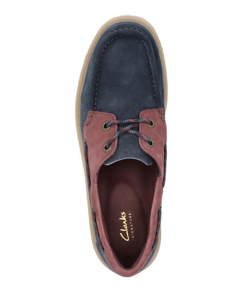 Clarks クラークス CLEYHILL BOAT メンズシューズ モカシン(クレイヒルボート) 26186179 ネイビーコンビ