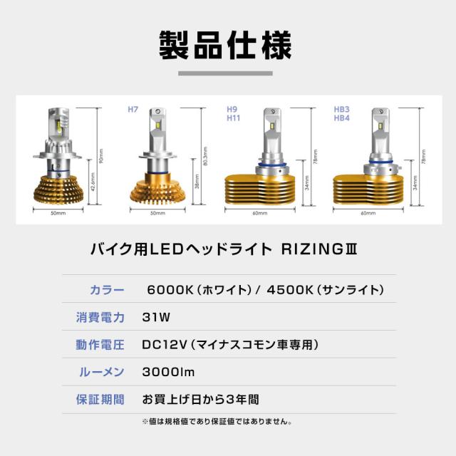 楽天ランキング1位入賞】 スフィアライト バイク用 RIZING3 HB3