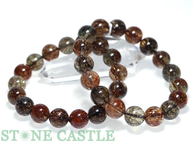 ☆高品質☆【ブレスレット】ブラックタイチンスーパーセブン (マイカ入り) (5A) (約15〜15.5mm) (ケース付) 天然石 パワーストーン