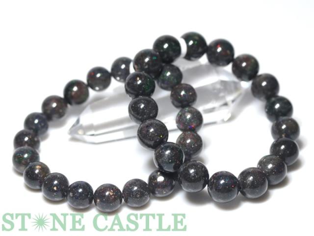 ☆高品質☆【ブレスレット】ブラックマトリックスオパール (5A) (約12〜12.5mm) (ケース付) 天然石 パワーストーン