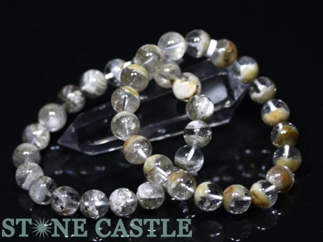 ☆高品質☆【ブレスレット】ホワイトガーデンファントムクォーツ (3A) (約10〜10.5mm) 天然石 パワーストーン