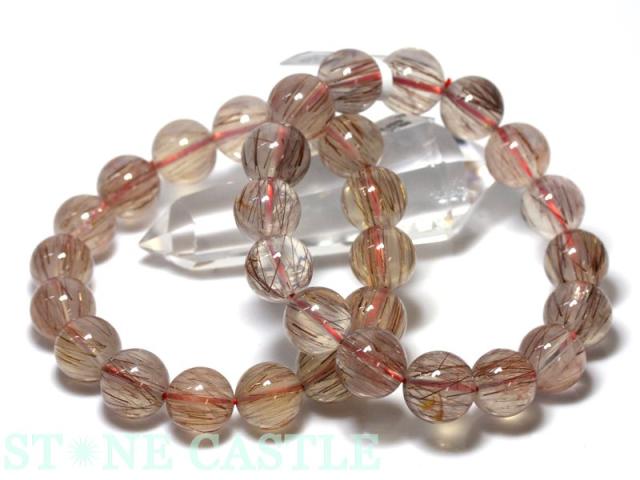 ☆高品質☆【ブレスレット】レッドルチルインムーンクォーツ (3A) (約13〜13.5mm) 天然石 パワーストーン