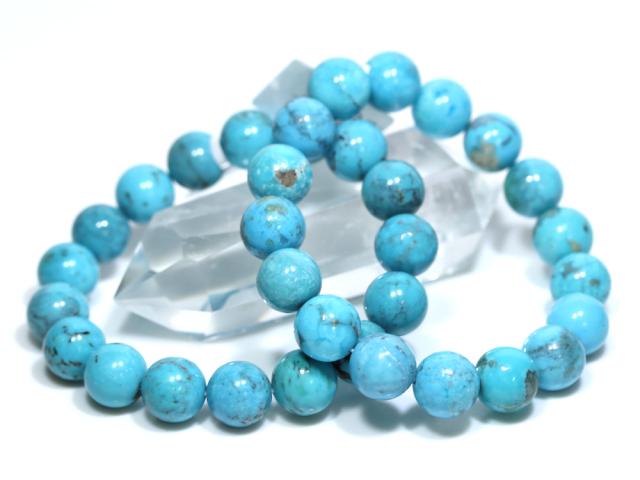 ☆高品質☆【ブレスレット】天然ターコイズ (3A) (アメリカコロラド州産) (約12〜12.5mm) (ケース付) 天然石 パワーストーン