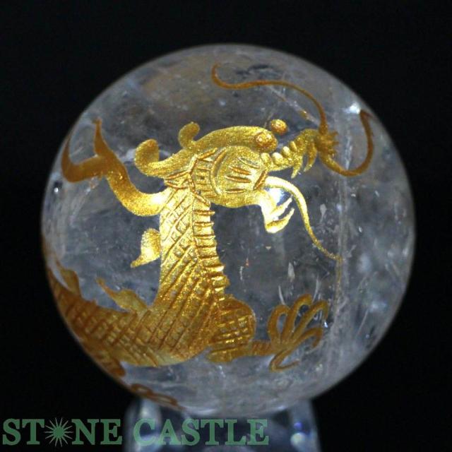 レインボーあり　龍彫り　水晶　置物　台座付き　天然石　パワーストーン レインボーあり龍彫り水晶置物台座付き天然石パワーストーン