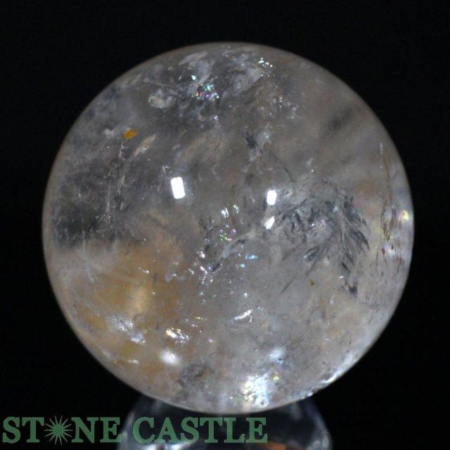 ☆一点物☆【彫刻置物】丸玉 レインボー水晶 玄武 (金彫り) 約50mm No.31 天然石 パワーストーン_1