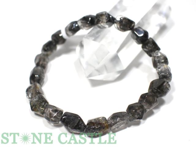 ☆一点物☆【ブレスレット】ヒマラヤ産ブラックガーデンエレスチャル ナゲット型 No.02 天然石 パワーストーン
