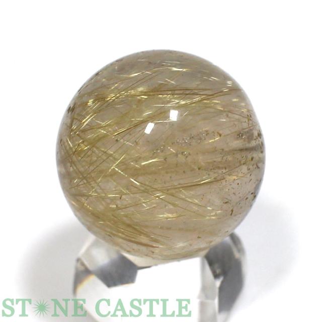 ☆一点物☆【丸ビーズ】極太タイチンルチルクォーツ (6A) 約20mm [1粒