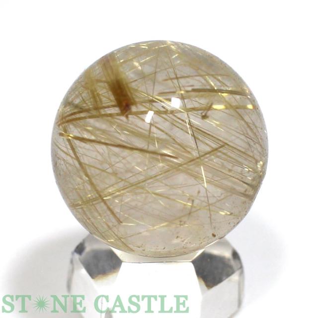 ☆一点物☆【丸ビーズ】極太タイチンルチルクォーツ (6A) 約20mm [1粒売り] No.04 天然石 パワーストーン_1