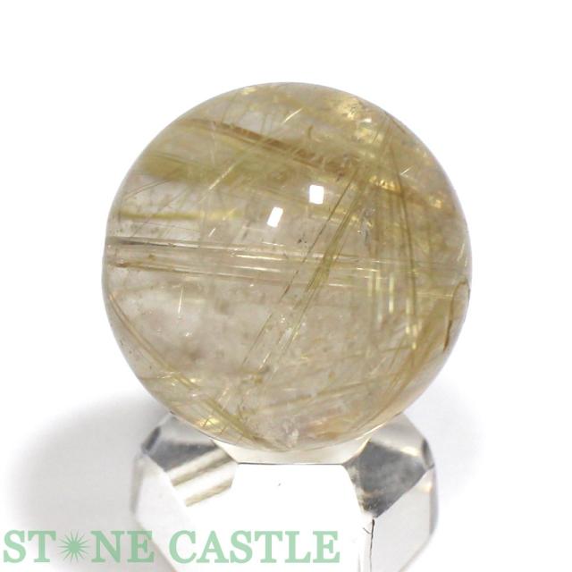 ☆一点物☆【丸ビーズ】極太タイチンルチルクォーツ (6A) 約20mm [1粒売り] No.06 天然石 パワーストーン_1
