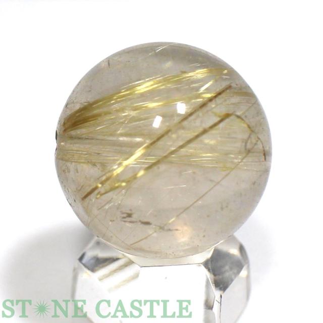 ☆一点物☆【丸ビーズ】極太タイチンルチルクォーツ (6A) 約20mm [1粒売り] No.08 天然石 パワーストーン_1