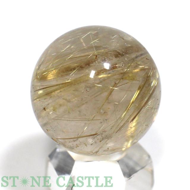 ☆一点物☆【丸ビーズ】極太タイチンルチルクォーツ (6A) 約20mm [1粒売り] No.09 天然石 パワーストーン_1