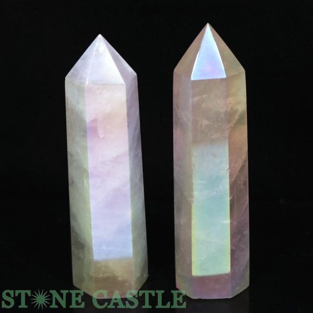 ☆一点物☆【置き石】ポイント型 ローズクォーツオーラ (2本セット) No.76 天然石 パワーストーン