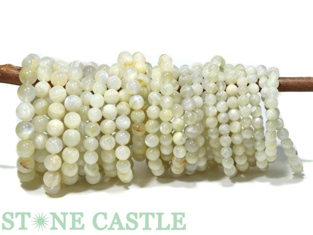 ☆特価アソート☆【ブレスレット】ホワイトムーンストーン (約7〜12mm) (約24〜25本入り) 約500g 天然石 パワーストーン