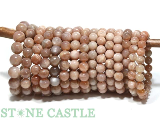 ☆特価アソート☆【ブレスレット】オレンジムーンストーン (約9〜14mm) (約13〜16本入り) 約500g 天然石 パワーストーン