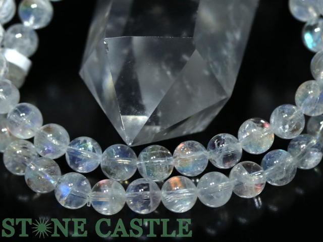 ムーンストーン　ブレスレット　レインボーシラー　天然石 ブレス ホワイトラブラドライト(レインボームーンストーン