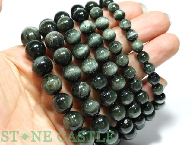 ☆高品質☆【ブレスレット】グリーンルチルキャッツアイ (5A) (約7〜7.5mm) 天然石 パワーストーン_3