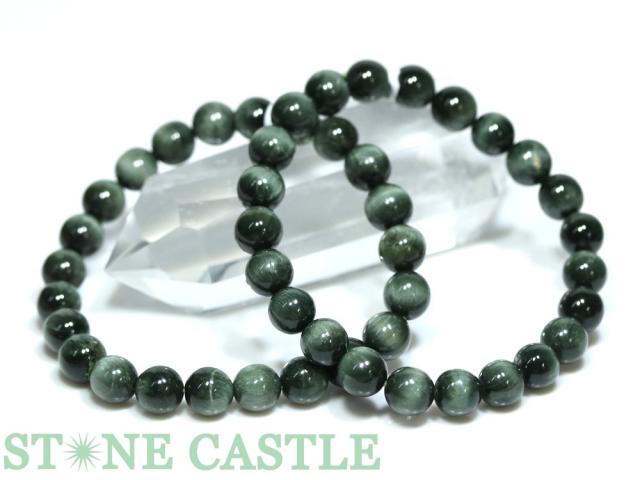 ☆高品質☆【ブレスレット】グリーンルチルキャッツアイ (5A) (約8〜8.5mm) 天然石 パワーストーン