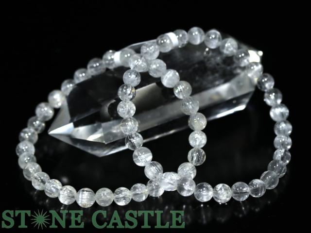 ☆高品質☆【ブレスレット】キャッツアイホワイトトパーズ (6A) (約6〜6.5mm) (鑑別済) 天然石 パワーストーン